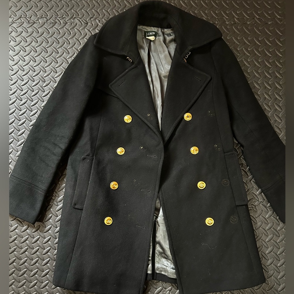 Vintage J. Crew Black Peacoat with Gold Buttons